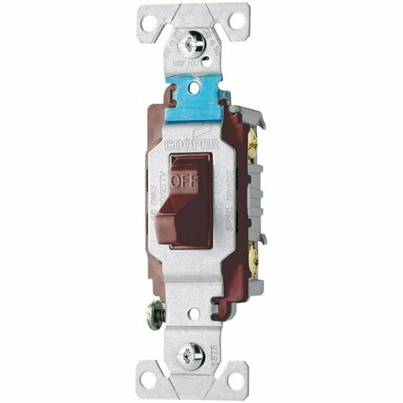 COOPER INDUSTRIES Eaton Wiring Devices Toggle Switch, 15 A, 120, 277 VAC, Screw Terminal, PVC Housing Material, Brown CS215B